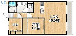 第2グランドハイツ太田 2LDKの間取図画像