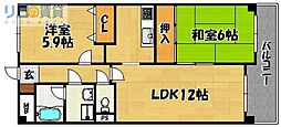 グランドアーバン 2LDKの間取図画像