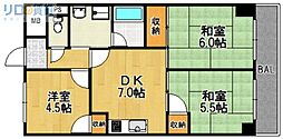 ラヴィータ豊里 3DKの間取図画像