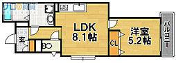 クリエオーレ南江口 1LDKの間取図画像