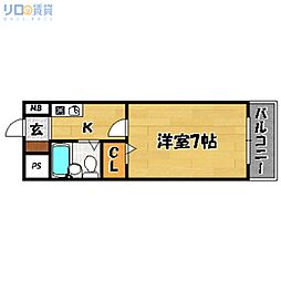 ノルデンハイム上新庄 1Kの間取図画像