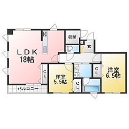 小原ホームズ2 2LDKの間取図画像