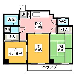 サンフィールドハイツ 3LDKの間取図画像