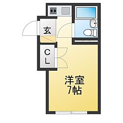 ドミールいなば ワンルームの間取図画像