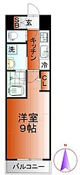 殿町デントヒルズ 1Kの間取図画像