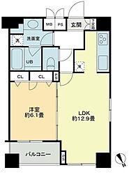 クロスレジデンス蒲田 1LDKの間取図画像