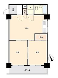 駅前サンハイツ 2LDKの間取図画像
