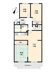 川越グリーンパークＩ弐号棟 3LDKの間取り