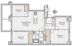 若葉台団地2-26号棟 4LDKの間取図画像