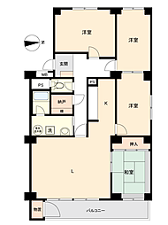 澄川ハイム2号棟 3SLDKの間取図画像