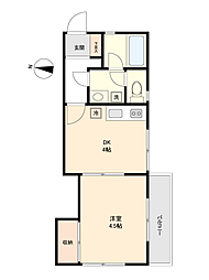 ライオンズマンション沢渡 1DKの間取図画像