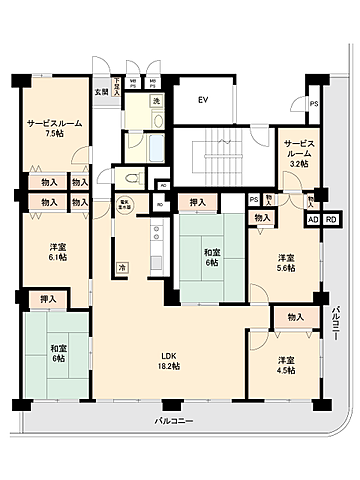 間取り ローズハイツ八王子Ｂ棟 8階/-