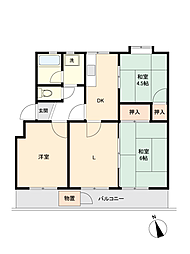 新桜ケ丘団地9号棟 3DKの間取図画像