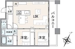 芝浦アイランドグローヴタワー 2LDKの間取り
