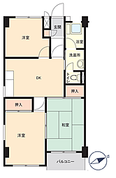 ライオンズマンション六ツ川A棟 3DKの間取図画像
