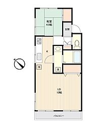 サングリーン春日部 1LDKの間取図画像