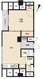 南博多パールシャトー 1LDKの間取図画像