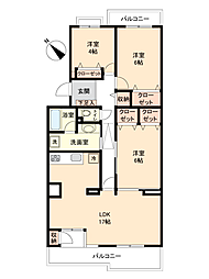 サニータウン茅ヶ崎5号棟 3LDKの間取図画像