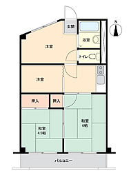 第13大宮ハイツ 4Kの間取図画像