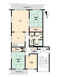 秋津第一団地1-3-8 3LDKの間取図画像