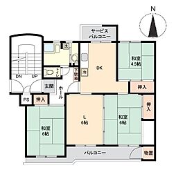 鎌ケ谷グリーンハイツ40 4DKの間取図画像