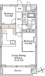 アンバサダー六本木 2LDKの間取図画像