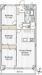 グリーンコーポ川口A棟 3LDKの間取図画像