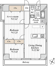ダイアパレス根岸 2SLDKの間取図画像