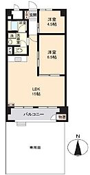 東建狭間マンション 2LDKの間取図画像