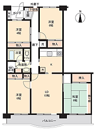 稲毛パークハウスB棟 4LDKの間取図画像