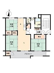 UR都市機構相模台団地2-1 3LKの間取図画像