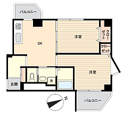ロイヤルパレス 2DKの間取図画像