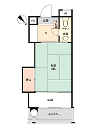 ヴィラ皆生一番館 1Kの間取図画像
