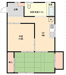 サニーハイツ亀有 2DKの間取図画像