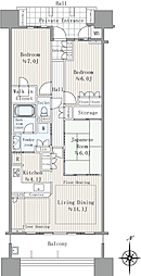 グランジオ武蔵野 3LDKの間取図画像