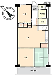 川越スカイハイツ 3LDKの間取図画像