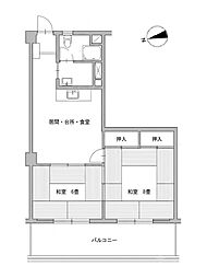 マンション壁装館 2DKの間取図画像