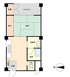 立花台リンデンハイム 1DKの間取図画像