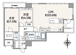 サンクタス川崎タワー 2LDKの間取図画像