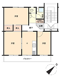 パールハイツB 3DKの間取図画像