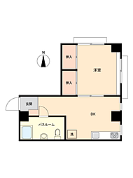 フラッツ小金井 1DKの間取図画像