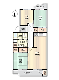 野庭団地647-1号棟 3LDKの間取図画像