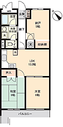 ブルーハイツ三ッ沢台 2SLDKの間取図画像