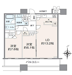 パークタワーグランスカイ 2LDKの間取図画像