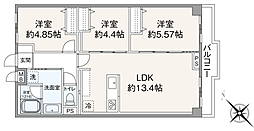 根岸ハイツ2号棟 3LDKの間取図画像