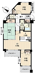八功ハイツ壱番館 3LDKの間取図画像