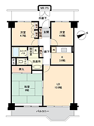 新ゆりグリーンタウンさつき街区1号棟 3LDKの間取図画像