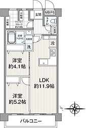 高砂サニーコーポ 2LDKの間取図画像