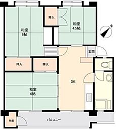 平尾住宅47号棟 3DKの間取図画像