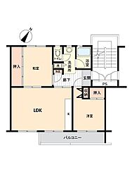 港南台めじろ団地22号棟 2LDKの間取図画像